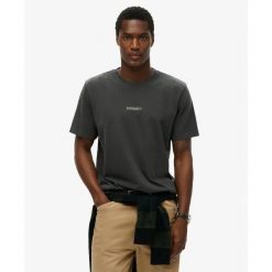 T-shirt z mikro logo Superdry. Czarne t-shirty męskie Superdry., m, bez wzorów, eleganckie, bez kołnierzyka. Za 140.50 zł.