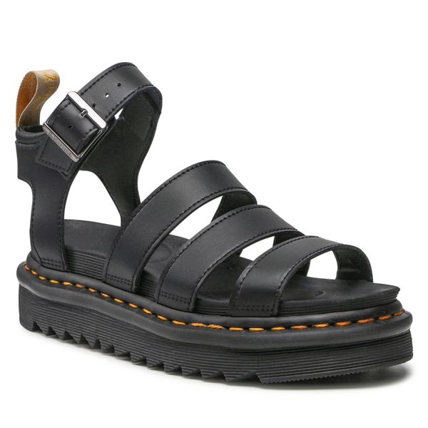 Sandały Dr. Martens. Czarne klapki damskie Dr. Martens, bez wzorów, bez obcasa, na płaskiej podeszwie, bez zapięcia. Za 497.99 zł.