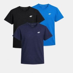 ZESTAW KOSZULEK MĘSKICH 4F KOMPLET 3 SZTUKI T-SHIRT L TTSHM3341. T-shirty męskie 4f, l, bez wzorów, z bawełny, sportowe, bez kołnierzyka. Za 113.70 zł.