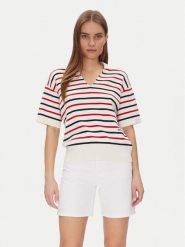 Tommy Hilfiger Sweter Mini Stp Co Open Polo Ss Swt WW0WW45400 Kolorowy Regular Fit. Swetry damskie Tommy Hilfiger, l, bez wzorów, z bawełny, bez kołnierzyka, bez ramiączek, bez kaptura. Za 309.99 zł.
