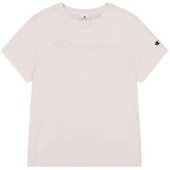 Damska Koszulka. Czerwone t-shirty damskie Champion, bez wzorów, casualowe, bez kołnierzyka. Za 131.99 zł.