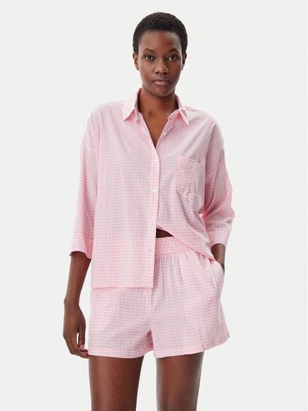 DKNY Piżama YI50046 Różowy Regular Fit. Czerwone piżamy damskie DKNY, s, bez wzorów, z bawełny, bez ramiączek. Za 279.99 zł.