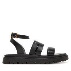 Sandały Tommy Hilfiger. Czarne sandały dziewczęce Tommy Hilfiger, bez zapięcia. Za 279.99 zł.