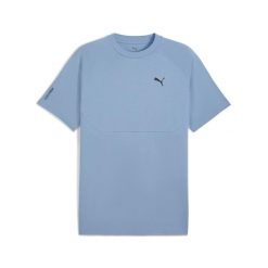 Koszulka Puma. Niebieskie koszulki sportowe męskie Puma, s, bez wzorów, z bawełny, bez kołnierzyka, bez ramiączek, na fitness i siłownię. Za 109.99 zł.