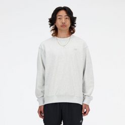 Bluza męska New Balance MT41506AHH – szara. Szare bluzy męskie New Balance, m, z aplikacjami, z bawełny, bez kaptura. Za 359.99 zł.