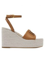 Guess Espadryle FLJTAN LEA04 Brązowy. Brązowe sandały damskie Guess, z aplikacjami, ze skóry, bez obcasa, bez zapięcia. Za 509.99 zł.