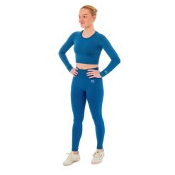 Damski zestaw sportowy Xtreme - legginsy sportowe + sportowy Croptop - Niebieski. Niebieskie legginsy damskie XTREME SOCKSWEAR, bez wzorów, na fitness i siłownię. Za 186.99 zł.