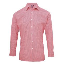 Męska Koszula Z Długim Rękawem Gingham Micro Checked. Białe koszule męskie PREMIER, m, bez wzorów, casualowe, bez kołnierzyka, bez ramiączek. Za 119.99 zł.