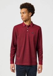WRANGLER MĘSKA KOSZULKA LS REFINED POLO RED 112357286 W8F3018117. Czerwone koszulki polo męskie Wrangler, m, bez wzorów, bez ramiączek. Za 89.99 zł.