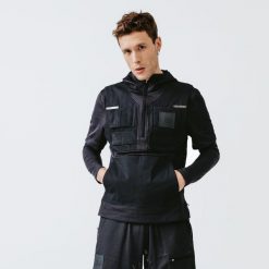 Bluza do biegania męska Kalenji Utility. Czarne bluzy męskie KALENJI, l, bez wzorów, z bawełny, bez kaptura. Za 169.99 zł.