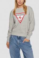 GUESS Szara damska bluza z logo Original Fleece, Rozmiar L. Szare bluzy sportowe damskie Guess, l, z aplikacjami, z materiału, bez kaptura. W wyprzedaży za 149.99 zł.