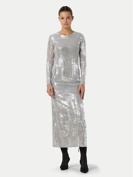 Noisy May Sukienka koktajlowa Lucia 27031914 Srebrny Regular Fit. Szare sukienki damskie Noisy may, s, bez wzorów, z syntetyku, wizytowe, bez kołnierzyka, bez ramiączek. Za 89.99 zł.