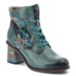 Niebieskie Botki Laura Vita Stylowe Buty Damskie. Niebieskie kozaki damskie Laura Vita, ze skóry, bez obcasa, na obcasie. Za 433.99 zł.