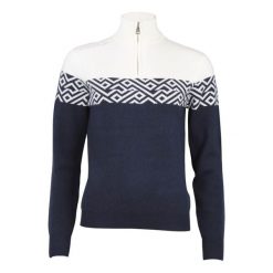 Bardzowy golf 1/2 zamek damski Peak Mountain Akar. Niebieskie swetry damskie Peak Mountain, bez wzorów, sportowe, bez kołnierzyka, bez ramiączek, bez kaptura. Za 269.15 zł.