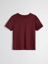 Bawełniana koszulka basic - pomarańczowy. Brązowe t-shirty damskie Sinsay, l, bez wzorów, z bawełny, bez kołnierzyka. Za 25.99 zł.