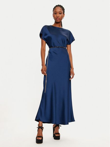 Imperial Sukienka koktajlowa ADQJIBA Granatowy Regular Fit. Niebieskie sukienki damskie Imperial, s, bez wzorów, z syntetyku, wizytowe, bez kołnierzyka, bez ramiączek. Za 369.99 zł.