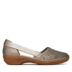 Półbuty Rieker. Półbuty damskie Rieker, bez wzorów, bez obcasa, na płaskiej podeszwie, bez zapięcia. Za 339.99 zł.