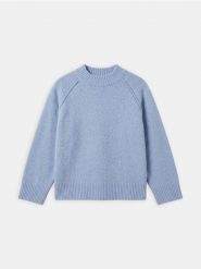 Sweter z półgolfem z domieszką wełny - niebieski. Niebieskie swetry damskie Sinsay, l, bez wzorów, z wełny, bez kołnierzyka, bez ramiączek, bez kaptura. Za 59.99 zł.