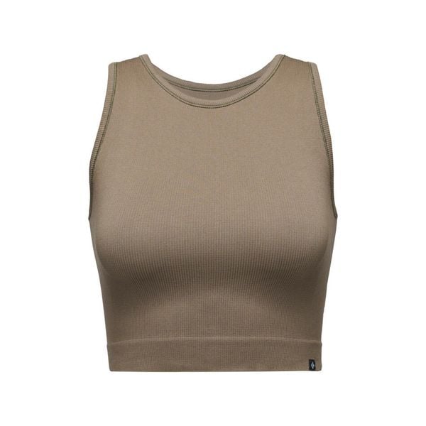 Bezszwowy, prążkowany top damski Black Diamond. Brązowe koszulki sportowe damskie Black Diamond, bez wzorów, prążkowane, bez kołnierzyka, bez ramiączek, wspinaczkowe. Za 241.50 zł.