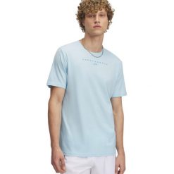 Koszulka męska Under Armour Stacked Logo SS. Niebieskie koszulki sportowe męskie Under Armour, m, bez wzorów, bez kołnierzyka, bez ramiączek, na fitness i siłownię. Za 127.24 zł.