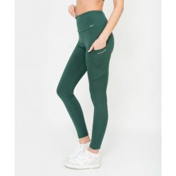 Legginsy z kieszeniami Carpatree Libra zielone. Zielone legginsy damskie Carpatree, s, bez wzorów, z materiału, z podwyższonym stanem, na fitness i siłownię. W wyprzedaży za 164.99 zł.
