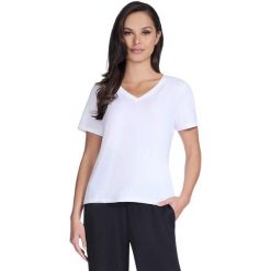 Koszulka damskie Skechers Pima V Neck Tee. Białe t-shirty damskie Skechers, bez wzorów, z bawełny, bez kołnierzyka. Za 290.00 zł.