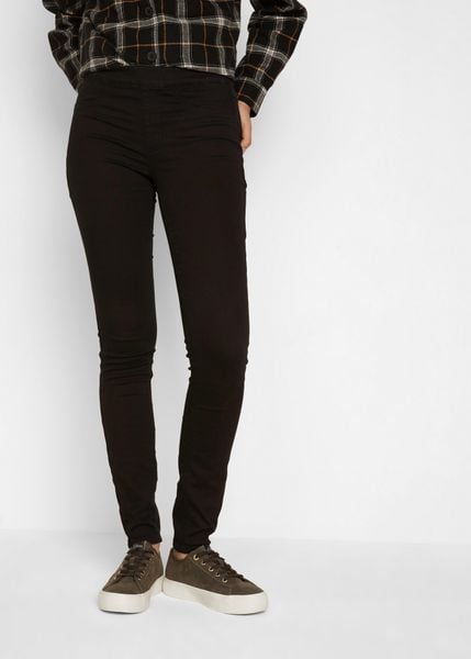 Jegginsy termiczne. Czarne legginsy damskie bonprix, bez wzorów, z jeansu. Za 129.99 zł.