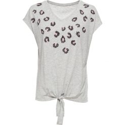 Shirt z aplikacją bonprix szary melanż. Szare bluzki damskie bonprix, z aplikacjami, bez kołnierzyka. Za 74.99 zł.