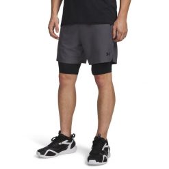 Spodenki treningowe męskie Under Armour Vanish Woven 2.0 2IN1 Shorts. Czarne krótkie spodenki sportowe męskie Under Armour, m, bez wzorów, z materiału, na fitness i siłownię. Za 245.50 zł.