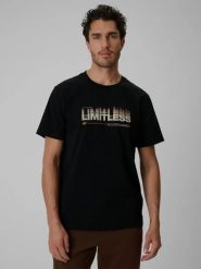 T-shirt regular z nadrukiem męski 4F 4FRSS26TTSHM4227. Czarne t-shirty męskie 4f, m, bez wzorów, z bawełny, klasyczne, bez kołnierzyka. Za 57.99 zł.