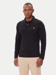 Guess Polo M5BP36 J1314 Czarny Slim Fit. Czarne koszulki polo męskie Guess, m, z aplikacjami, z bawełny, bez ramiączek. Za 269.99 zł.
