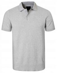 Dzianinowa Koszulka Polo - Pako Jeans - Popielata, Faktura Materiału. Szare koszulki polo męskie Pako Jeans, l, bez wzorów, z bawełny, casualowe, bez ramiączek. Za 149.00 zł.
