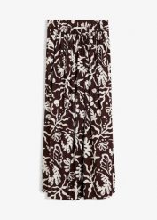 Spódnica midi z lejącej mieszanki wiskozy. Brązowe spódnice damskie bonprix, bez wzorów, z wiskozy, midi. Za 47.99 zł.