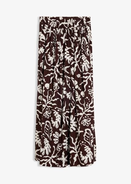 Spódnica midi z lejącej mieszanki wiskozy. Brązowe spódnice damskie bonprix, bez wzorów, z wiskozy, midi. Za 47.99 zł.