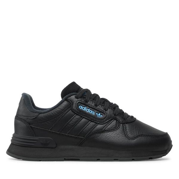 Sneakersy adidas. Czarne trampki i tenisówki chłopięce Adidas, bez wzorów, bez zapięcia. Za 237.99 zł.