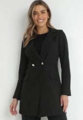 Czarna Marynarka Taliowana Dwurzędowa Swed. Czarne żakiety damskie Born2be, m, bez wzorów, eleganckie. Za 159.99 zł.