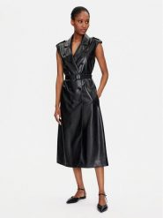 Boss Sukienka z imitacji skóry Dujeta 50518473 Czarny Regular Fit. Czarne sukienki damskie Boss, bez wzorów, ze skóry, bez kołnierzyka, bez ramiączek. Za 1,189.00 zł.