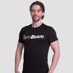 Koszulka męska fitness z krótkim rękawem czarna Essence. Czarne koszulki sportowe męskie GYMBEAM, m, bez wzorów, z elastanu, bez kołnierzyka, bez ramiączek, do biegania. Za 63.90 zł.