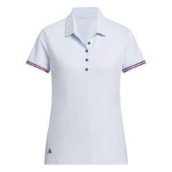 Damska koszulka polo adidas Ultimate365. Niebieskie koszulki sportowe damskie Adidas, xs, bez wzorów, z elastanu, bez kołnierzyka, bez ramiączek, na golfa. Za 327.50 zł.