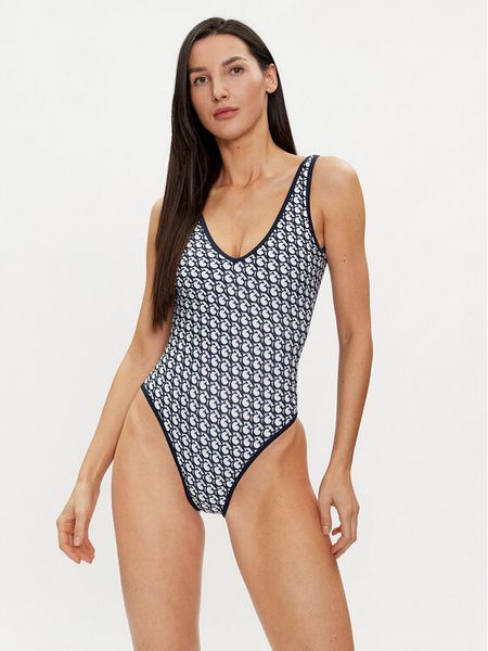 Guess Strój kąpielowy E4GJ34 MC04R Niebieski. Niebieskie kostiumy jednoczęściowe damskie Guess, xs, z aplikacjami, z syntetyku. Za 259.99 zł.