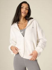 4F Bluza loose z kapturem damska - biała S. Białe bluzy damskie 4f, s, bez wzorów, z dzianiny. Za 179.99 zł.