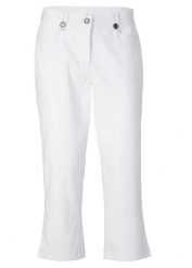 Spodnie 3/4 z bengaliny z wygodną talią. Czarne spodnie materiałowe damskie bonprix, bez wzorów. Za 107.99 zł.