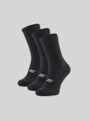 4F Skarpetki długie (3-pack) męskie - czarne 43-46. Czarne skarpety męskie 4f, bez wzorów, z bawełny. Za 59.99 zł.
