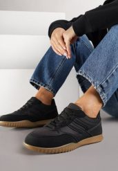 Czarne Sneakersy Tenisówki z Geometrycznym Motywem Fesindia. Czarne trampki i tenisówki damskie Renee, bez wzorów, z jeansu, eleganckie, bez zapięcia. Za 89.99 zł.