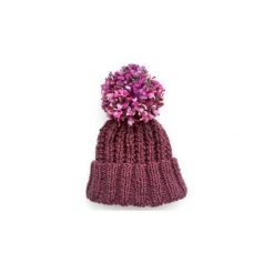 Czapka fioletowa z kolorowym pomponem. Fioletowe czapki i kapelusze damskie Miw collection, z wełny. Za 119.00 zł.