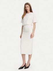 Marella Sukienka codzienna Ileana 2513621014 Biały Slim Fit. Białe sukienki damskie Marella, na co dzień, l, bez wzorów, z bawełny, bez kołnierzyka, bez ramiączek, proste. Za 449.99 zł.