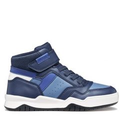 Sneakersy Geox. Niebieskie trampki i tenisówki chłopięce Geox, bez wzorów, bez zapięcia. Za 229.99 zł.