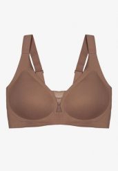 Ciemnobeżowy Biustonosz z Prążkowanego Materiału Ezimere. Brązowe biustonosze Born2be, bez wzorów, prążkowane. Za 59.99 zł.