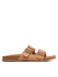 DeeZee Klapki WS280601-01A Beżowy. Brązowe klapki damskie DeeZee, bez wzorów, z materiału, bez obcasa. Za 87.99 zł.