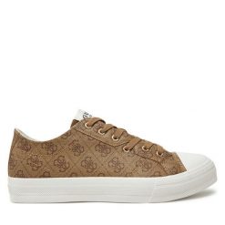 Trampki Guess. Brązowe trampki męskie Guess, z aplikacjami, bez zapięcia. Za 249.99 zł.